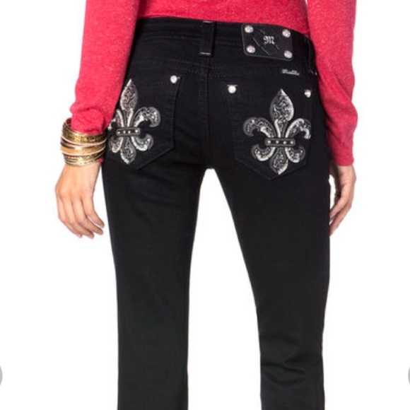 Miss Me Denim - Miss Me Kitty Feur-de-lis Boot Cut Jeans sz 31